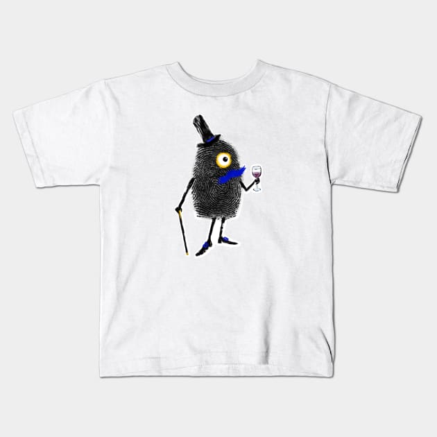 Mr. Thumb Print Goes To Dinner Kids T-Shirt by Please Pass the Art